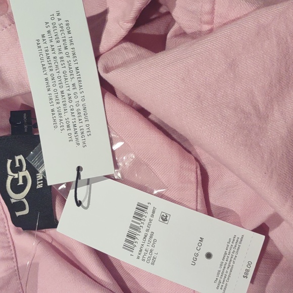 UGG Kimya Cargo Pocket Long Sleeve Large Jean Jacket Button Shirt Women's L NEW - Picture 6 of 13